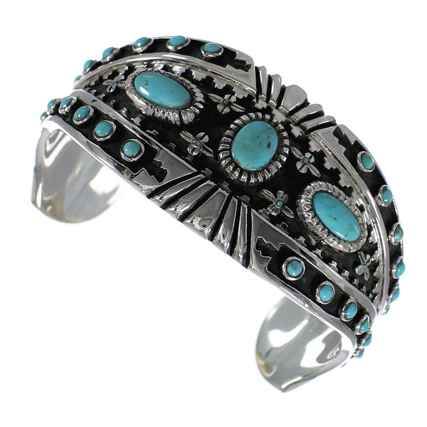 Southwest Authentic Sterling Silver Turquoise Cuff Bracelet VX63750